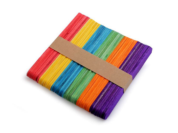 Holz-Bastelspatel / Bunte Holzstäbchen 1x11,4 cm