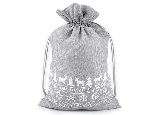 Premium Jute-Weihnachtsgeschenkbeutel mit Satin-Akzenten (20x30 cm)