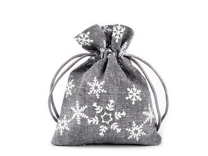 Weihnachtsgeschenksäckchen, Schneeflocken 10x13 cm Jute-Imitation