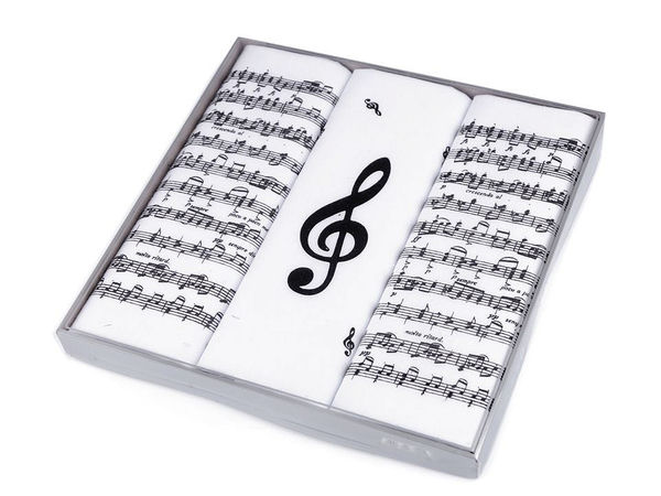 Herren-Taschentücher Geschenkset - Musiknoten, Schach