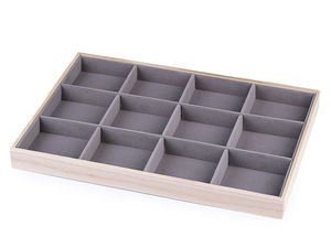 Schmuck-Präsentationstablett aus Holz mit Samteinlage
