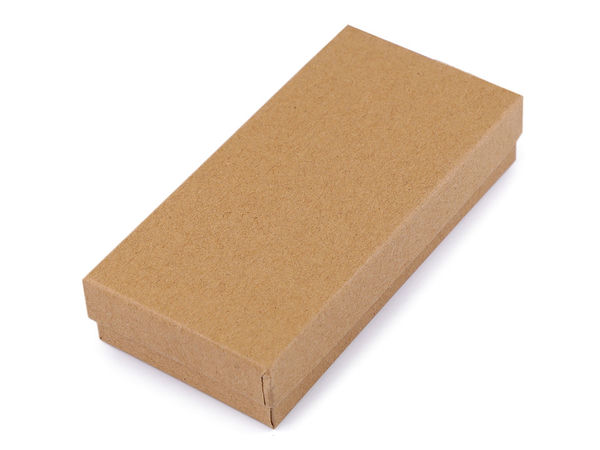 Schmuck-Geschenkbox aus naturbraunem Papier mit herausnehmbarer Schaumstoffeinlage (7x14 cm)