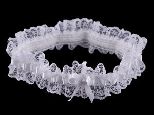Elegantes Brautstrumpfband aus Spitze mit Schleife - Bequemes, elastisches Hochzeitsandenken in Geschenkbox