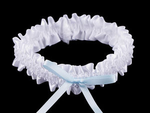 Elegantes Brautstrumpfband aus Satin mit dekorativer Schleife - Premium Hochzeitsstrumpfband in Geschenkbox