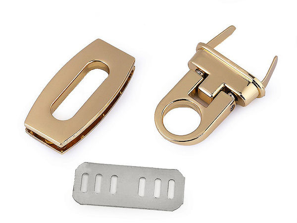Premium rechteckiges Handtaschenverschluss-Set - 20x40 mm Metall-Steckschloss für Handtaschen, Geldbörsen und DIY-Lederhandwerk