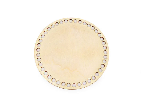 Premium Häkelboden und Taschenboden aus Holz - Runde lasergeschnittene Sperrholzplatte mit 15 cm Durchmesser und 42 Löchern für DIY-Handtaschen und Bastelarbeiten