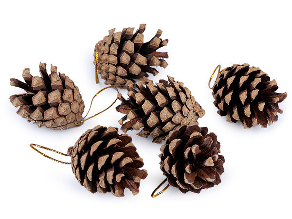 Premium Deko-Tannenzapfen zum Aufhängen mit Lurexkordel - Rustikaler Weihnachtsbaum- und Kranzschmuck für die Feiertage