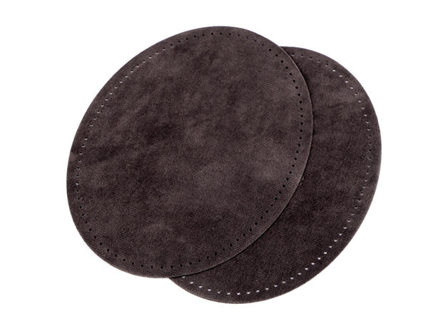 Premium Veloursleder-Bügelflicken für Ellbogen und Knie mit vorperforiertem Nährand, oval - 2er-Pack