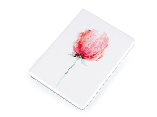 Kompakter Taschenspiegel mit Blumenmuster - Premium zweiseitiger Make-up-Spiegel mit Öko-Leder-Etui