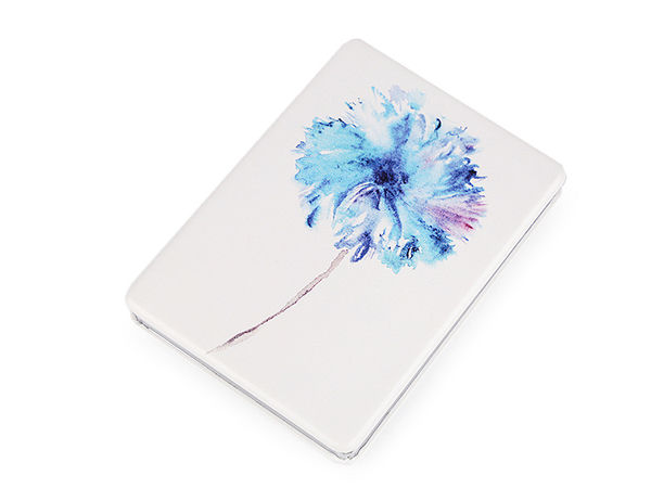 Kompakter Taschenspiegel mit Blumenmuster - Premium zweiseitiger Make-up-Spiegel mit Öko-Leder-Etui