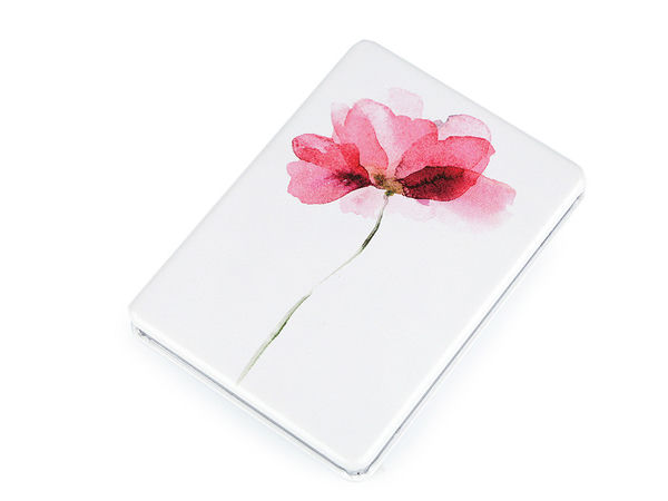 Kompakter Taschenspiegel mit Blumenmuster - Premium zweiseitiger Make-up-Spiegel mit Öko-Leder-Etui