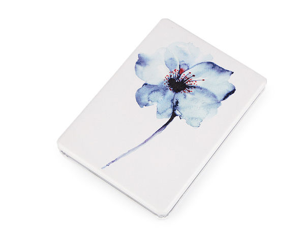 Kompakter Taschenspiegel mit Blumenmuster - Premium zweiseitiger Make-up-Spiegel mit Öko-Leder-Etui