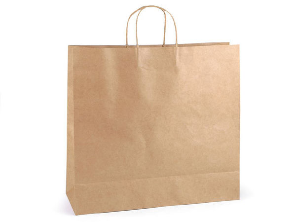 Naturbraune Kraftpapiertasche (40x43 cm) - Stabile Geschenk- und Einkaufstasche mit gedrehten Henkeln