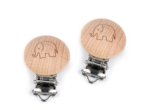 Holzclip - Elefant, Stern, Smiley