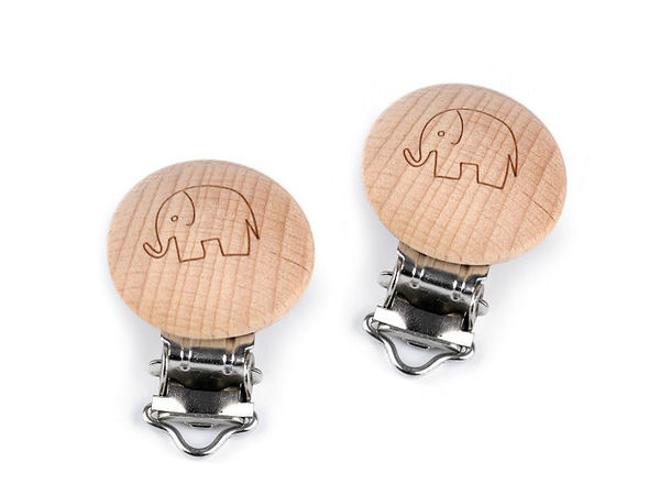 Holzclip - Elefant, Stern, Smiley