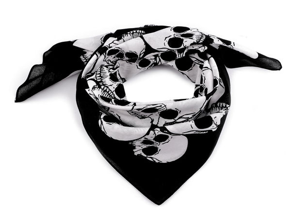 Premium-Quadrattuch (70x70 cm) aus 100 % Baumwolle mit Totenkopf-Print - Unisex Biker & Rocker Halstuch Bandana