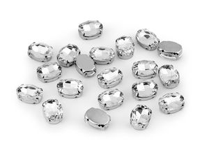 Ovale Kristall-Chatons in Kesselfassung zum Aufnähen, 10x14 mm