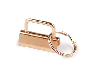 Roségold Schlüsselanhänger-Rohlinge mit Spaltring - 32 mm Klemmschließen für Gurtband