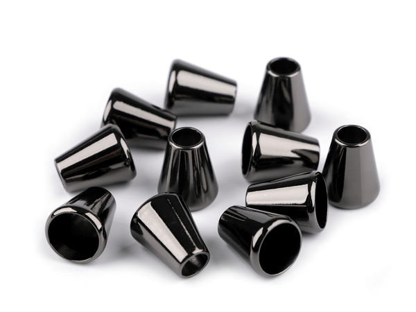 Premium-Kordelendkappen aus Metall - Dekorative Kordelenden für Jacken, Sweatshirts und Taschen, Ø 5,5 mm (Schwarz-Nickel)