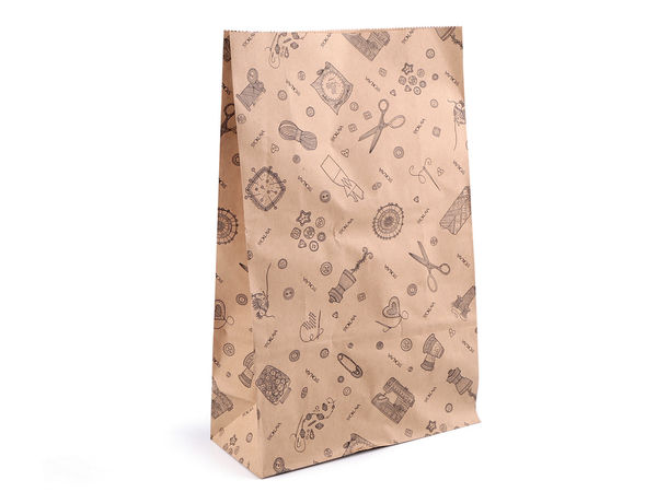 Stoklasa Premium Kraftpapier-Geschenktüte mit Schneider-Motiven (20 x 32 cm) - Naturbraun