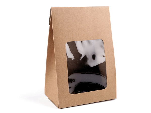 Geschenkbox aus naturbraunem Kraftpapier mit Sichtfenster - Faltbare DIY-Geschenk- & Bastelverpackung