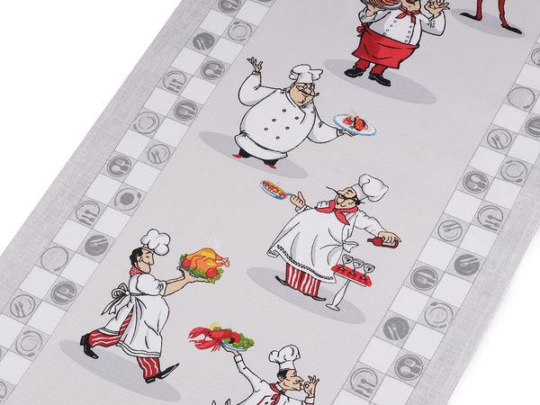 Baumwoll-Waffelpiqué-Stoff mit Koch-Motiv