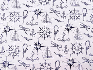 Premium-Baumwoll-Canvas-Stoff - Maritimes Muster