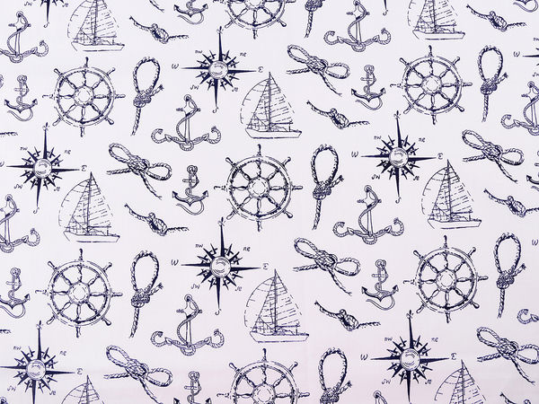 Premium-Baumwoll-Canvas-Stoff - Maritimes Muster