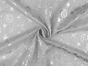 Premium schimmernder Weihnachts-Lurexstoff - Elastischer Dekostoff mit Stern- und Spiralmuster zum Nähen, für festliche Tischläufer und Kostüme