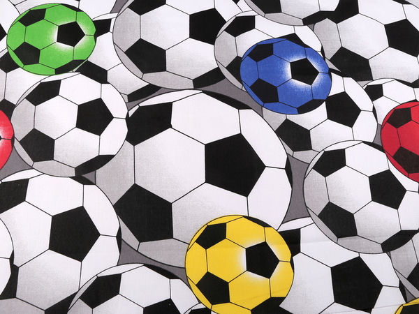 Premium-Baumwoll-Canvas-Stoff mit klassischem Fußball-Muster - Strapazierfähiges Material für Kinderbettwäsche, Kissen und Accessoires