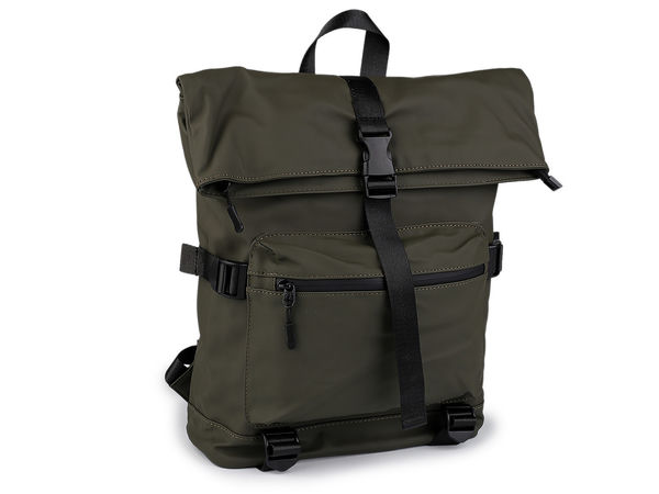 Wasserabweisender, verwandelbarer Roll-Top-Rucksack und Umhängetasche - Kunstleder mit Blumenmuster, 36x37 cm
