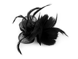 Brosche / Fascinator, Blüte mit Federn