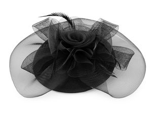 Mini-Hut / Fascinator mit Federn und französischem Schleier