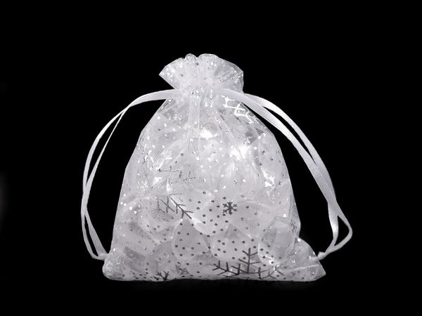 Weihnachts-Geschenksäckchen Schneeflocken 9x11 cm Organza