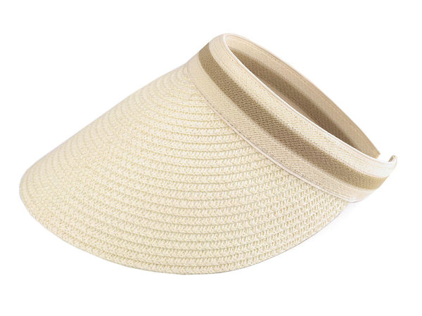 Elegantes Damen-Strohvisier mit elastischem Komfort-Stirnband – Leichter Sommer-Sonnenhut mit 13,5 cm Schirm