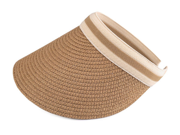 Elegantes Damen-Strohvisier mit elastischem Komfort-Stirnband – Leichter Sommer-Sonnenhut mit 13,5 cm Schirm