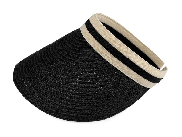 Elegantes Damen-Strohvisier mit elastischem Komfort-Stirnband – Leichter Sommer-Sonnenhut mit 13,5 cm Schirm
