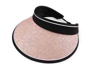 Damen-Stroh-Sonnenvisier mit verstellbarem elastischem Stirnband und abnehmbarem Kinnband