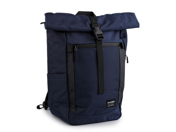 Ergonomischer Roll-Top-Textilrucksack (40x45 cm) - Tagesrucksack mit vielen Fächern für Alltag, Reise, Sport und Schule