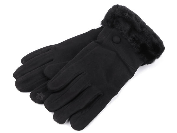 Damenhandschuhe mit Fellbesatz und Touchscreen-Funktion