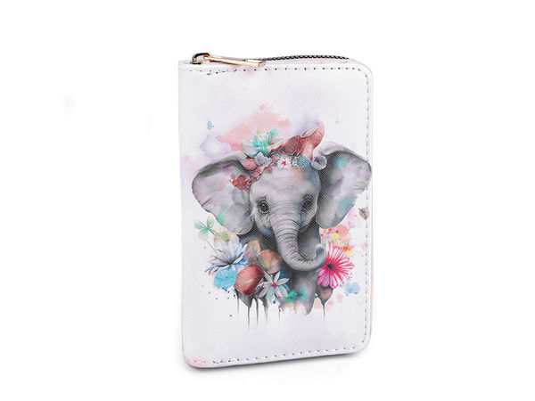 Damen- und Mädchen-Geldbörse mit Elefantenmotiv - Kompakter Organizer mit Rundum-Reißverschluss (10 x 15,5 cm)
