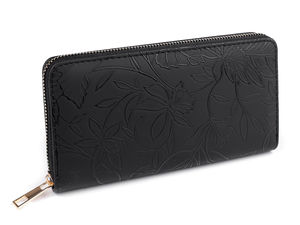 Elegante Damen-Geldbörse mit 3D-Blütenrelief und Rundum-Reißverschluss - Premium Clutch und Handy-Organizer