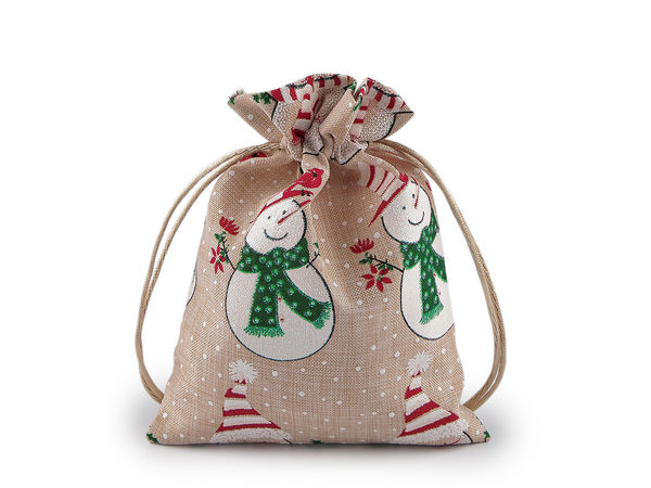 Weihnachts-Geschenksäckchen Schneemann 13x18 cm