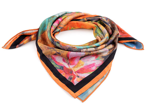 Premium bedrucktes Satin-Tuch quadratisch (70x70 cm) - Elegantes Halstuch mit Seidenhaptik, Kopftuch und Haar-Accessoire