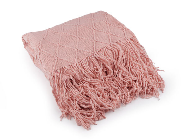 Premium-Strickdecke mit Fransen (130x155 cm) - Gemütlicher, strukturierter Deko-Überwurf für Bett & Sofa