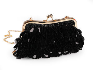 Elegante Satin-Clutch mit Pailletten und Rocailles – Premium-Abendtasche mit abnehmbaren Ketten