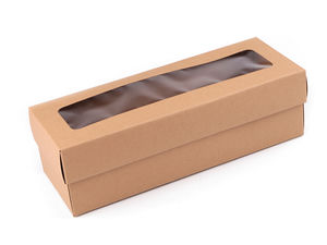 Premium-Weinflaschen-Geschenkkarton mit Sichtfenster - Naturbraun