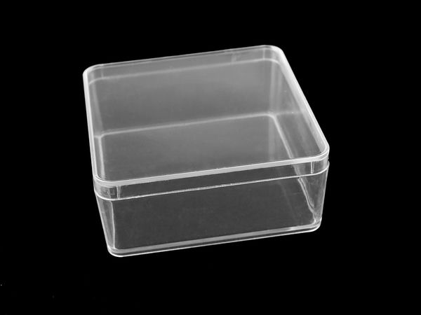 Transparente Kunststoff-Aufbewahrungsbox mit Schnappdeckel (9,5 x 9,5 x 4 cm)
