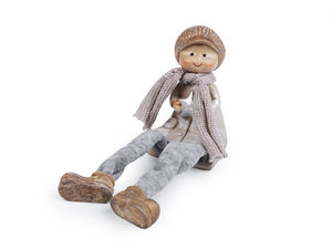 Sitzende Kinder-Weihnachtsfiguren im Vintage-Stil - Festliche Winter-Tischdekoration und Bastelzubehör