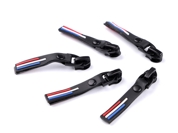 Premium Metall-Reißverschluss-Schieber Größe 6 mit Silikongriff für Nylon- und Spiral-Endlosreißverschlüsse - Schwarz